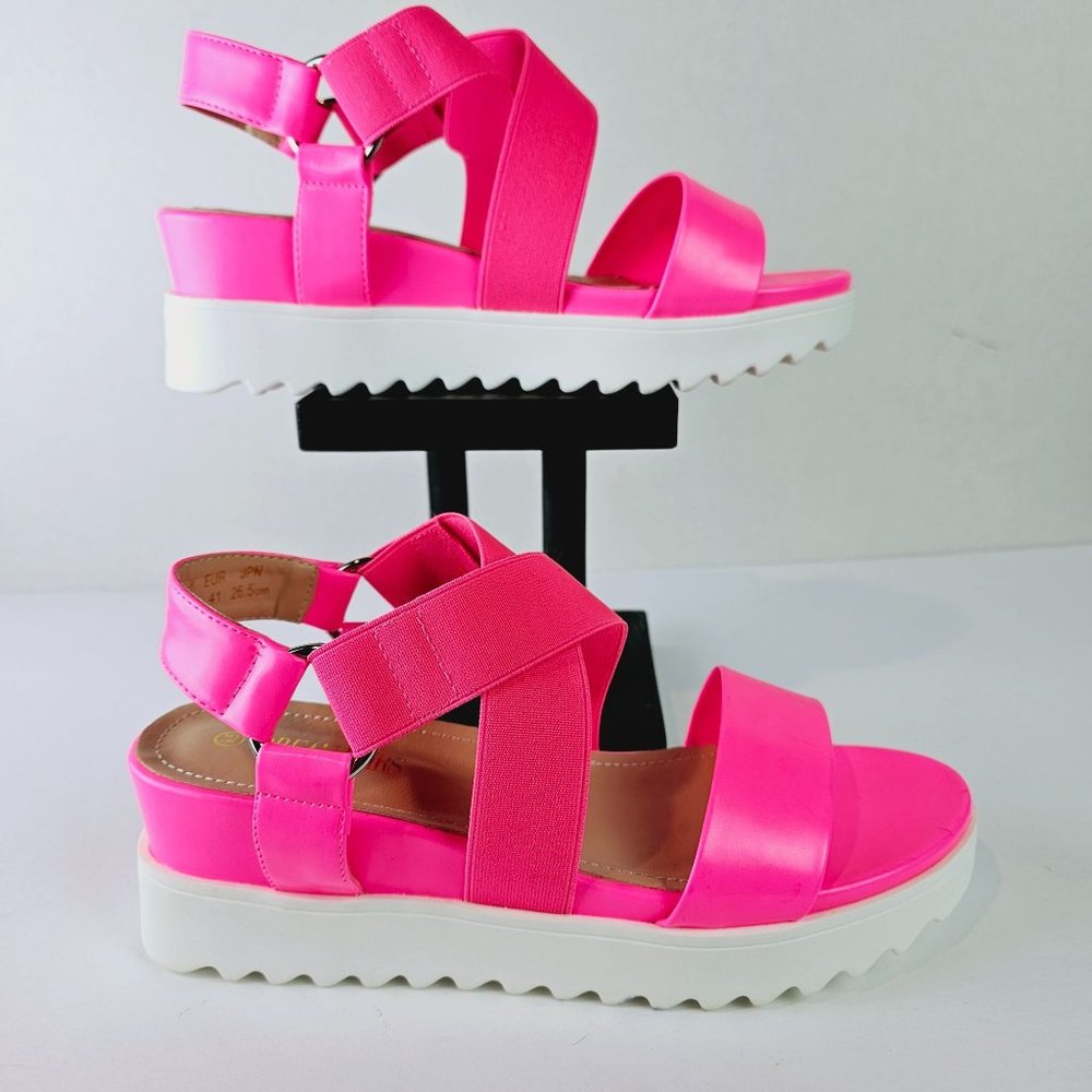 Dream Pairs Hot Pink Platform Wedge Sandals - Picture 3 of 7